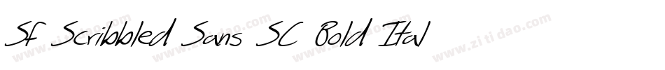 SF Scribbled Sans SC Bold Italic字体转换